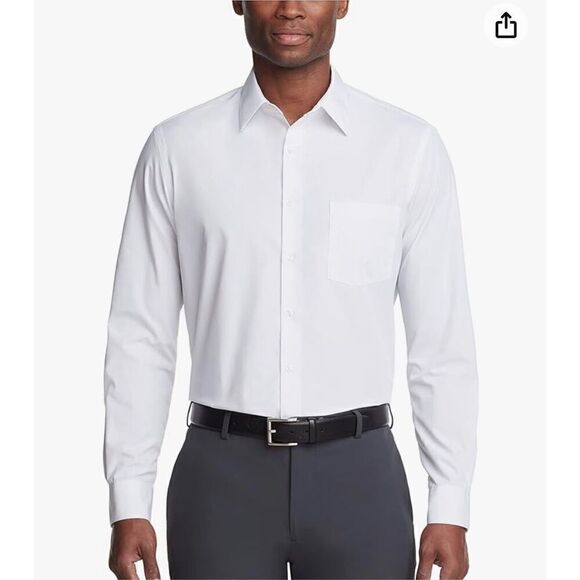 Van Heusen Men's Dress Shirt Regular Fit Poplin Solid - Picture 1 of 6
